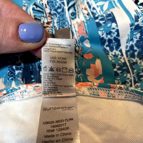 Sunseeker Tankin Top Womens 36DD Blue Abstract Print Pattern Beach Vacation Pool - Picture 6 of 7